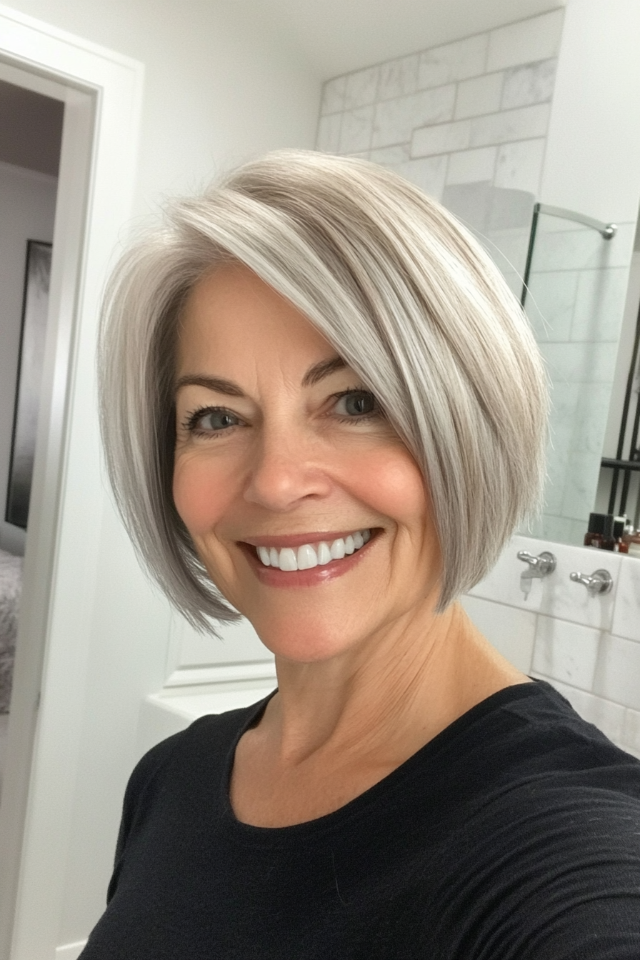 23. Pixie Bob in Silver Blonde (Bob Hairstyles For Women Over 60) - Bob Hairstyles For Women Over 60