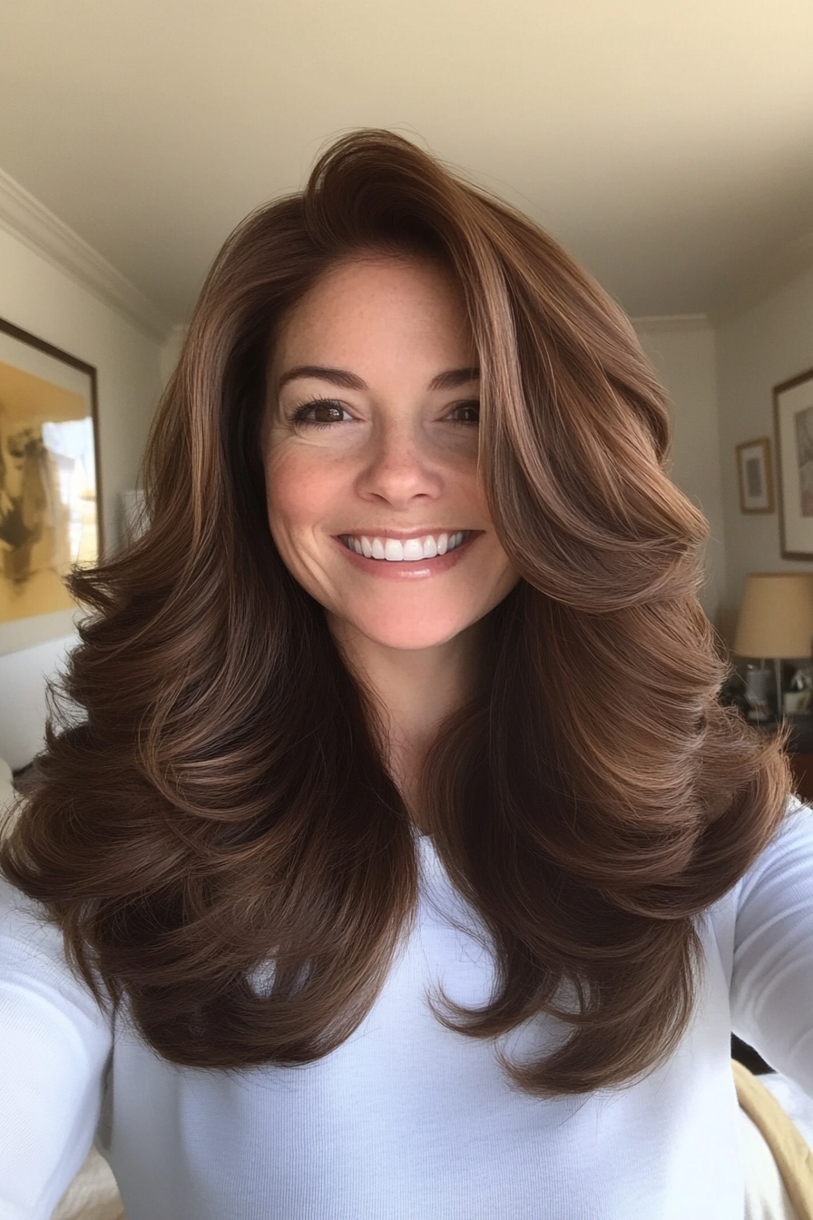 4. Mocha Brown Farrah Waves (70S Haircuts For Women) - 70S Haircuts For Women