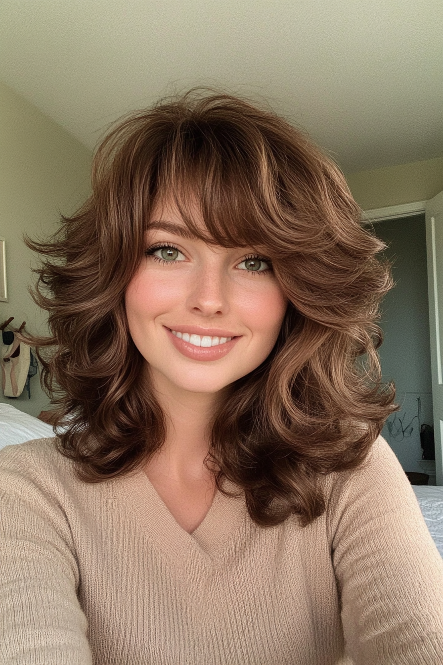 9. Sun-Kissed Walnut Blowout (70S Haircuts For Women) - 70S Haircuts For Women