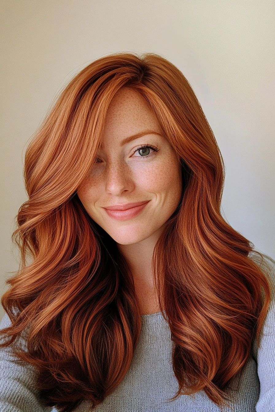 15. Copper Auburn Flowy Waves (70S Haircuts For Women) - 70S Haircuts For Women