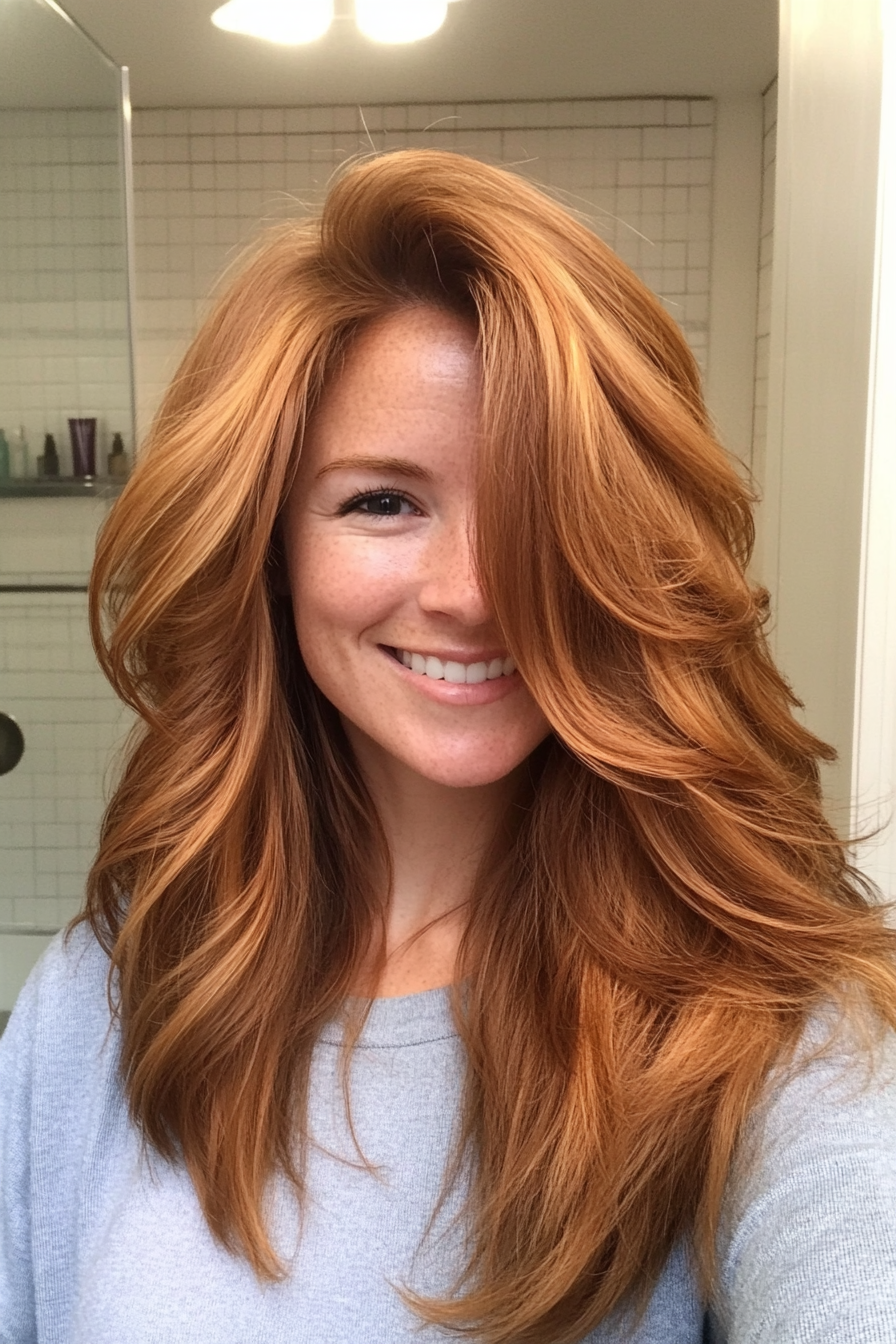 27. Golden Chestnut Windswept Layers (70S Haircuts For Women) - 70S Haircuts For Women