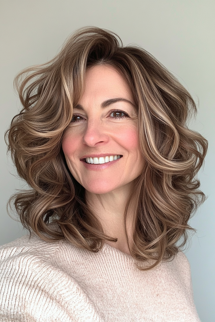 19. Subtle Curls with Layers in Soft Caramel (Hairstyles For Women Over 40 With Fine Hair) - Hairstyles For Women Over 40 With Fine Hair
