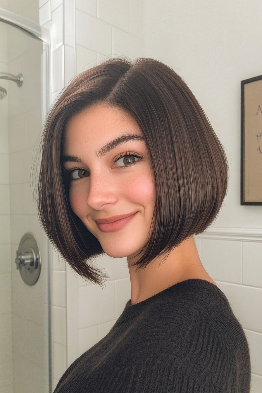 1. Classic Sleek Bob in Deep Brunette (Formal Bob Hairstyles) - Formal Bob Hairstyles