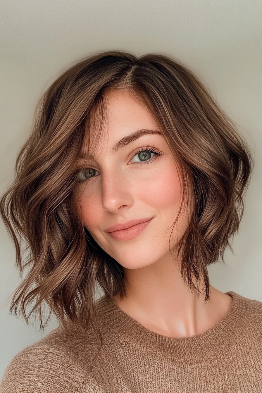 7. Wavy Textured Bob in Ash Brown (Formal Bob Hairstyles) - Formal Bob Hairstyles