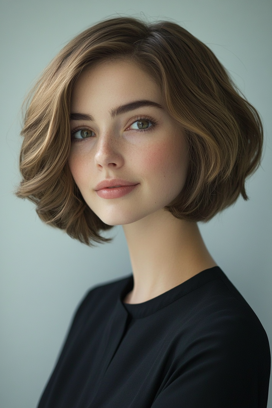 10. Curved Bob in Caramel Brown (Formal Bob Hairstyles) - Formal Bob Hairstyles