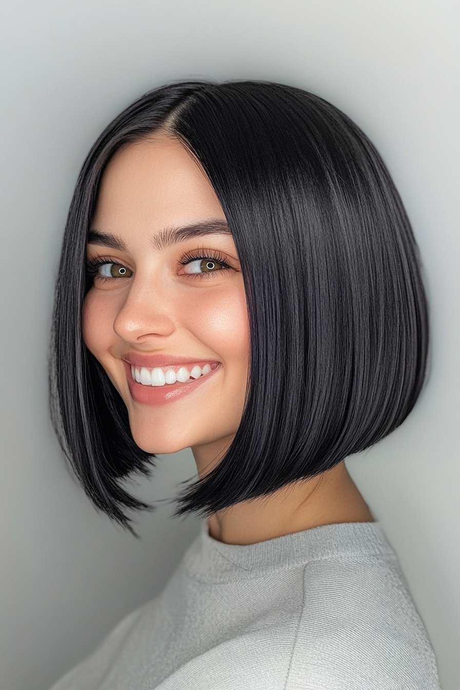 12. Glossy Sleek Bob in Jet Black (Formal Bob Hairstyles) - Formal Bob Hairstyles