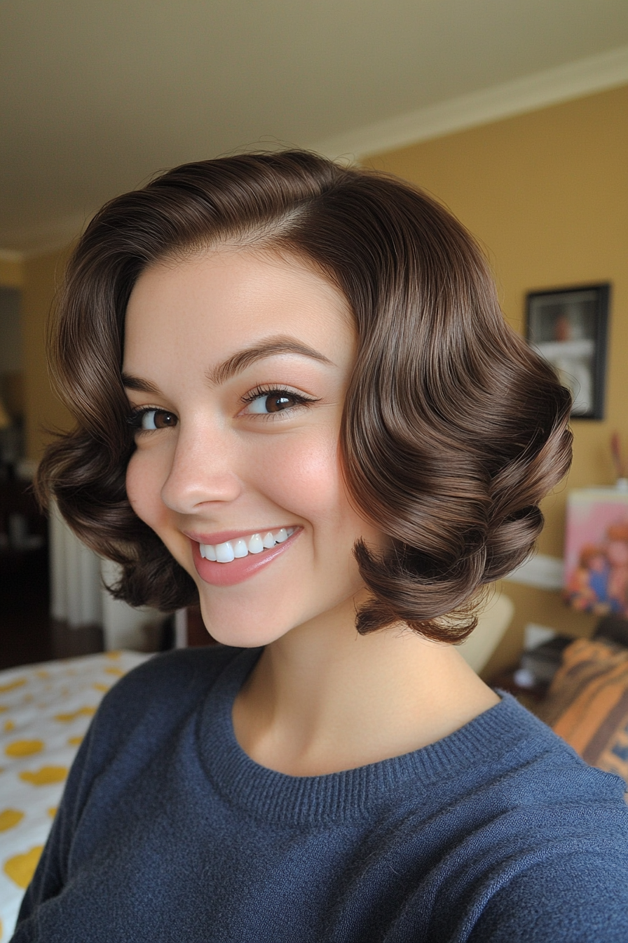 17. Retro-Inspired Bob in Classic Brunette (Formal Bob Hairstyles) - Formal Bob Hairstyles