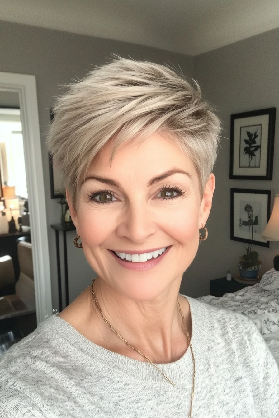 2. Textured Pixie in Ash Blonde (Hairstyles For Women Over 60 With Fine Hair) - Hairstyles For Women Over 60 With Fine Hair