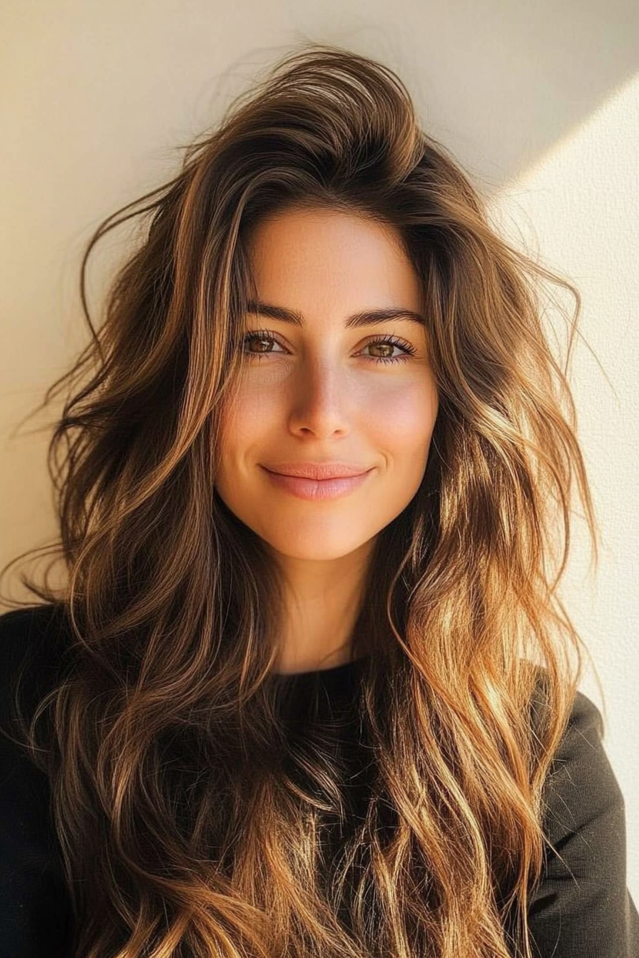 8. Razor-Cut Layers with Golden Brown (Long Haircuts For Thick Hair) - Long Haircuts For Thick Hair