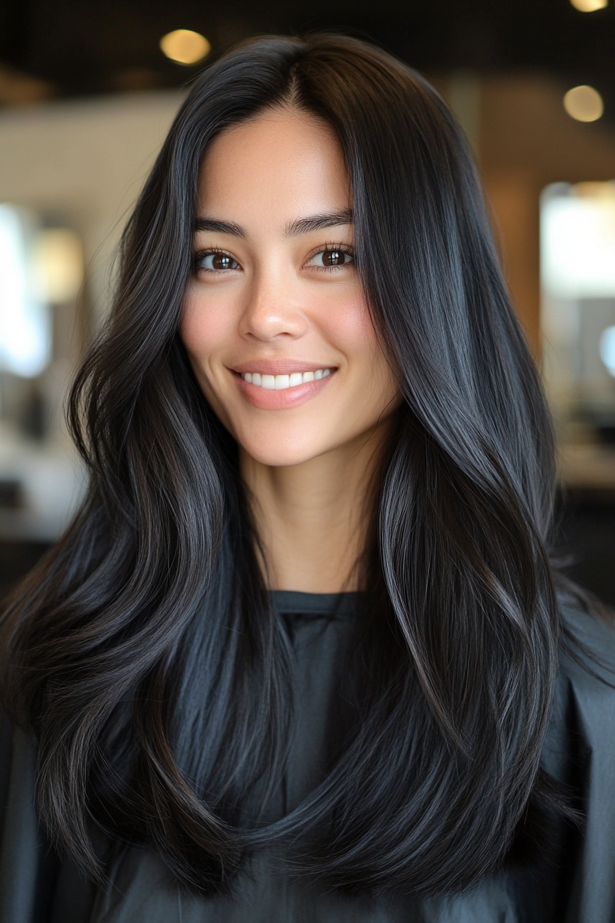 13. Blunt Cut with Jet Black (Long Haircuts For Thick Hair) - Long Haircuts For Thick Hair