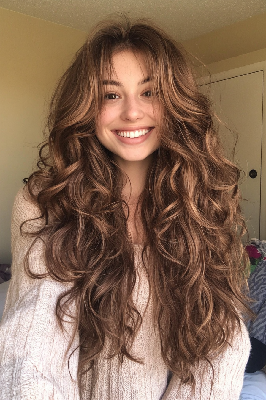 16. Soft Curls with Light Chestnut Brown (Long Haircuts For Thick Hair) - Long Haircuts For Thick Hair