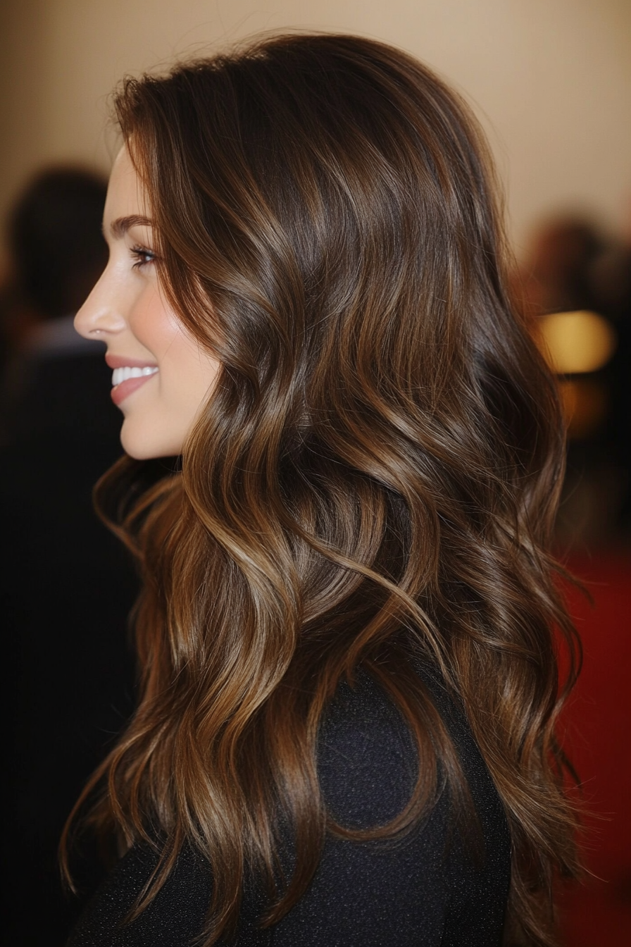 18. Wavy Layers with Deep Mahogany (Long Haircuts For Thick Hair) - Long Haircuts For Thick Hair