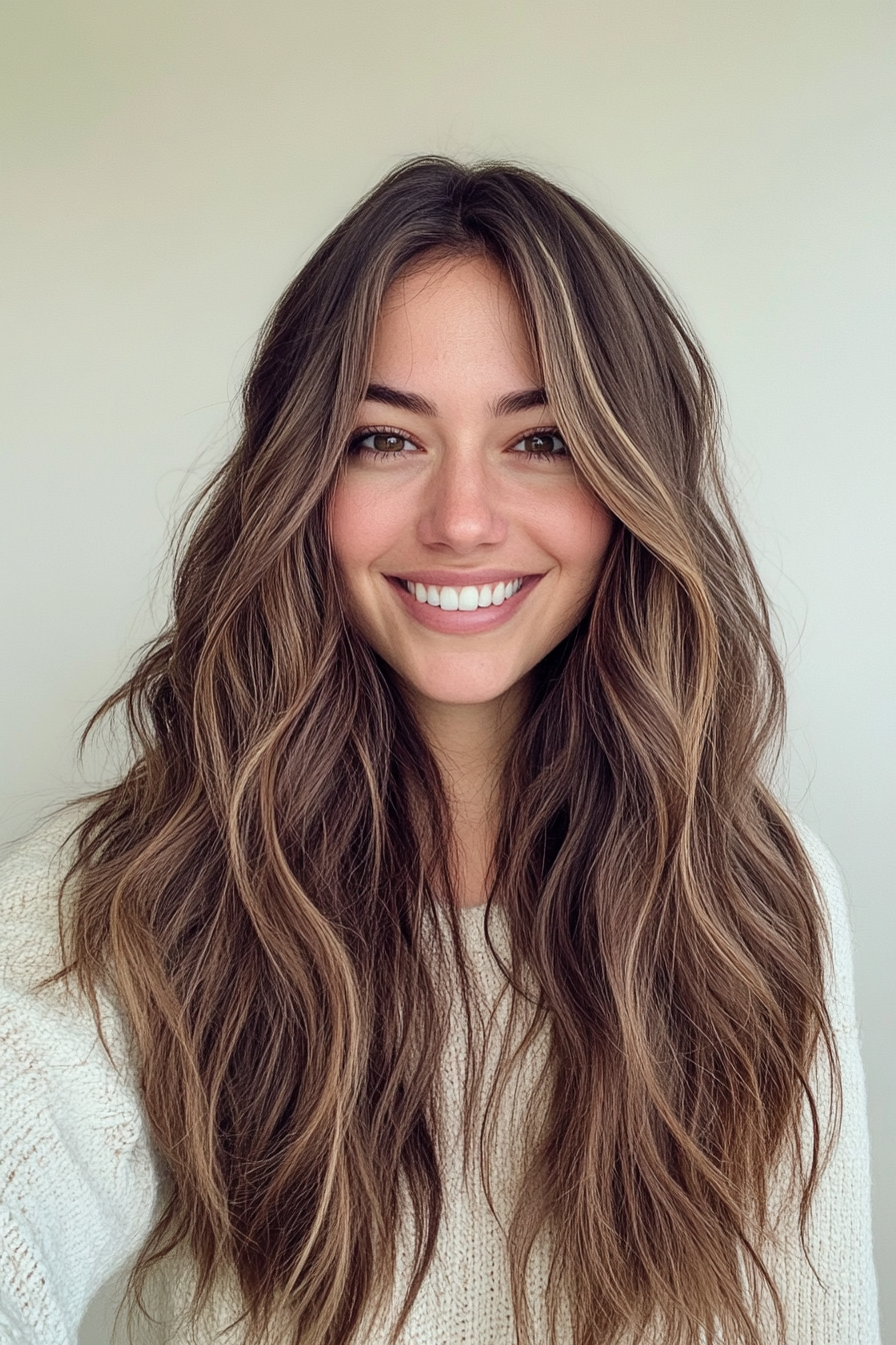 22. Bohemian Waves with Sunlit Brown (Long Haircuts For Thick Hair) - Long Haircuts For Thick Hair