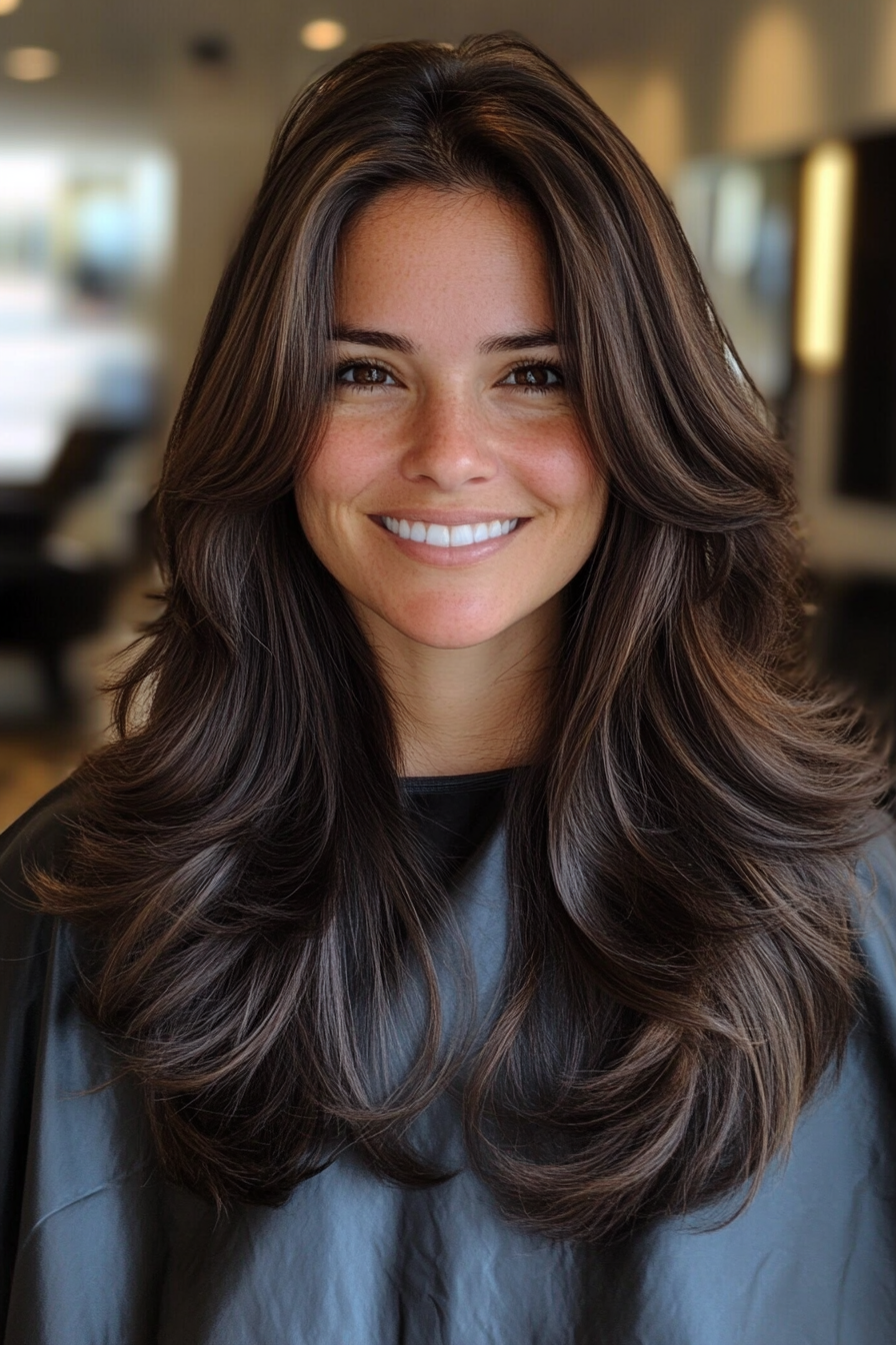 23. Lush Volume Cut with Espresso Brown (Long Haircuts For Thick Hair) - Long Haircuts For Thick Hair
