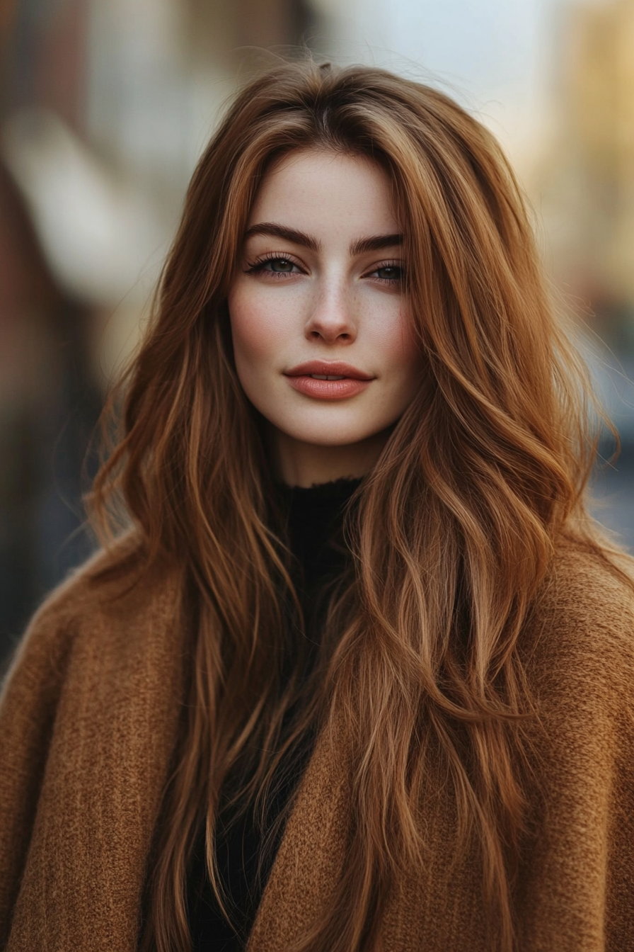 25. Undone Layers with Warm Maple Brown (Long Haircuts For Thick Hair) - Long Haircuts For Thick Hair