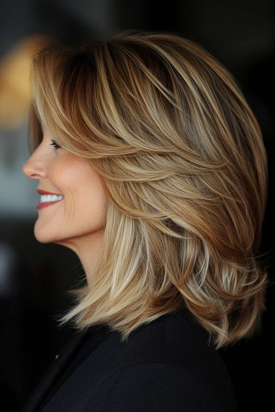 14. Shoulder-Length Cut with Angled Layers in Golden Blonde (Shoulder Length Hairstyles For Women Over 50) - Shoulder Length Hairstyles For Women Over 50