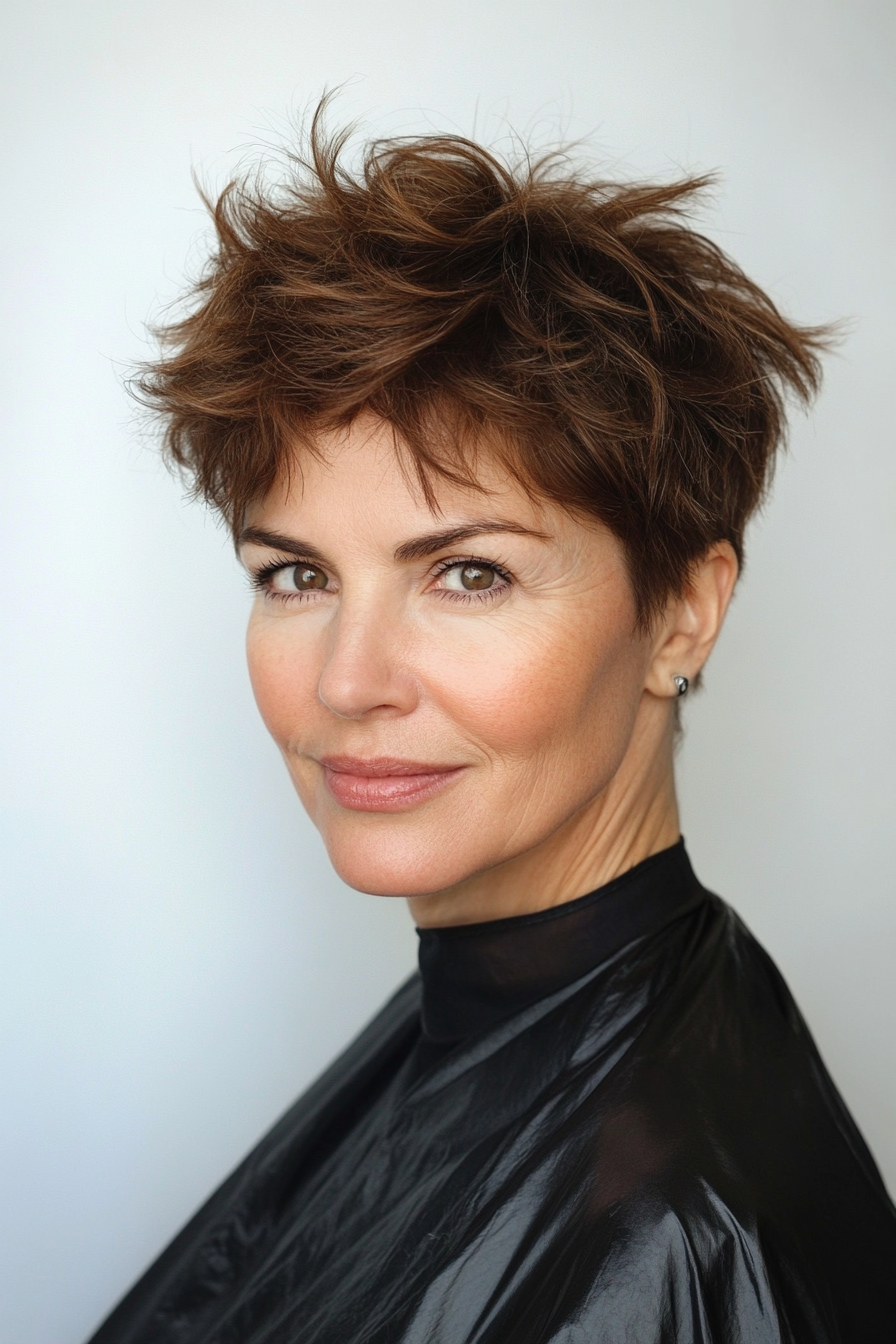 12. Softly Spiked Pixie in Light Chestnut Brown (Pixie Haircuts For Women Over 50) - Pixie Haircuts For Women Over 50