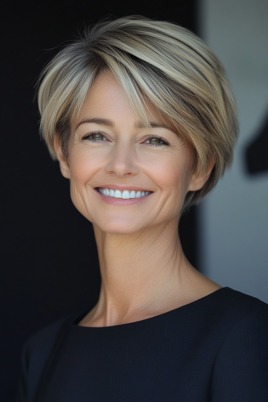 16. Pixie Bob Hybrid in Dark Blonde (Pixie Haircuts For Women Over 50) - Pixie Haircuts For Women Over 50