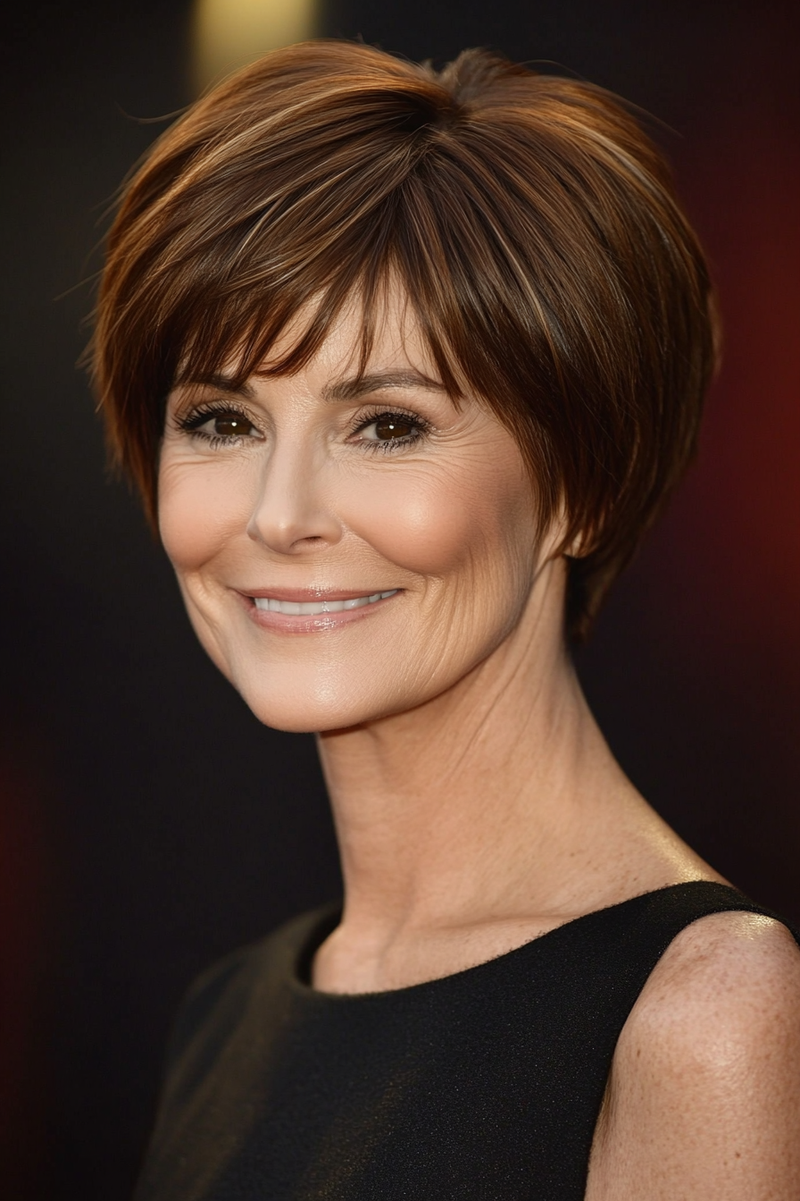 8. Classic Short Cut in Warm Auburn (Short Hairstyles For Women Over 60 With Thin Hair) - Short Hairstyles For Women Over 60 With Thin Hair