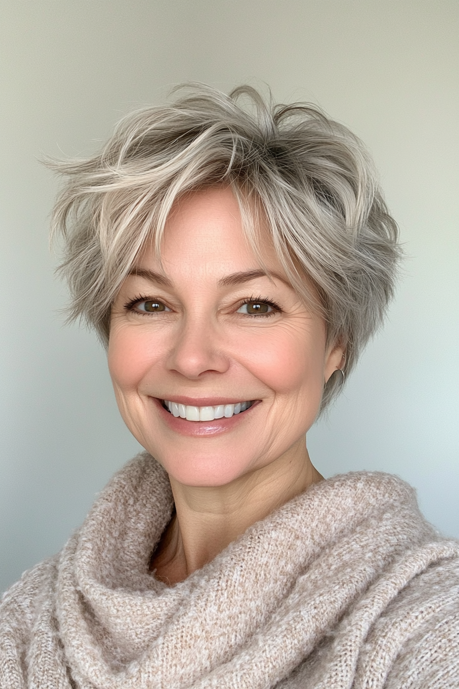 9. Tousled Pixie in Ash Blonde (Short Hairstyles For Women Over 60 With Thin Hair) - Short Hairstyles For Women Over 60 With Thin Hair