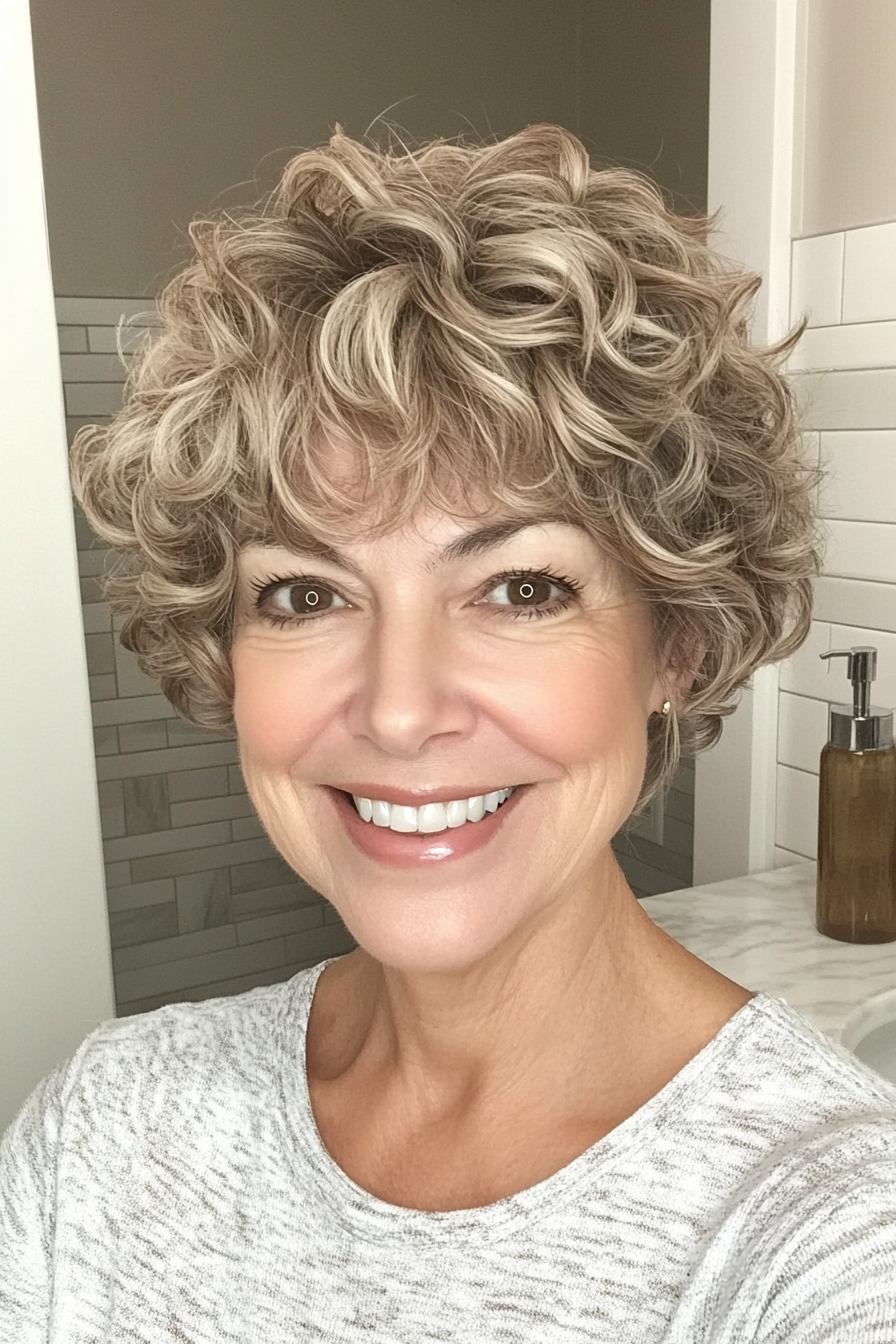 10. Curled Crop in Soft Caramel (Short Hairstyles For Women Over 60 With Thin Hair) - Short Hairstyles For Women Over 60 With Thin Hair