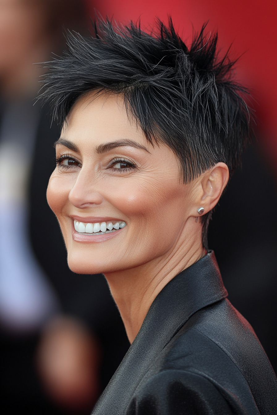 20. Edgy Cropped Cut in Jet Black (Short Hairstyles For Women Over 60 With Thin Hair) - Short Hairstyles For Women Over 60 With Thin Hair