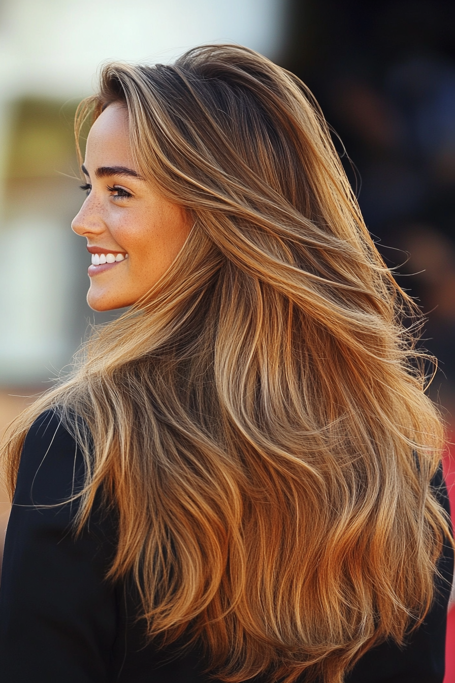 1. Sunkissed Cascade in Golden Brown (Beach Hairstyles) - Beach Hairstyles