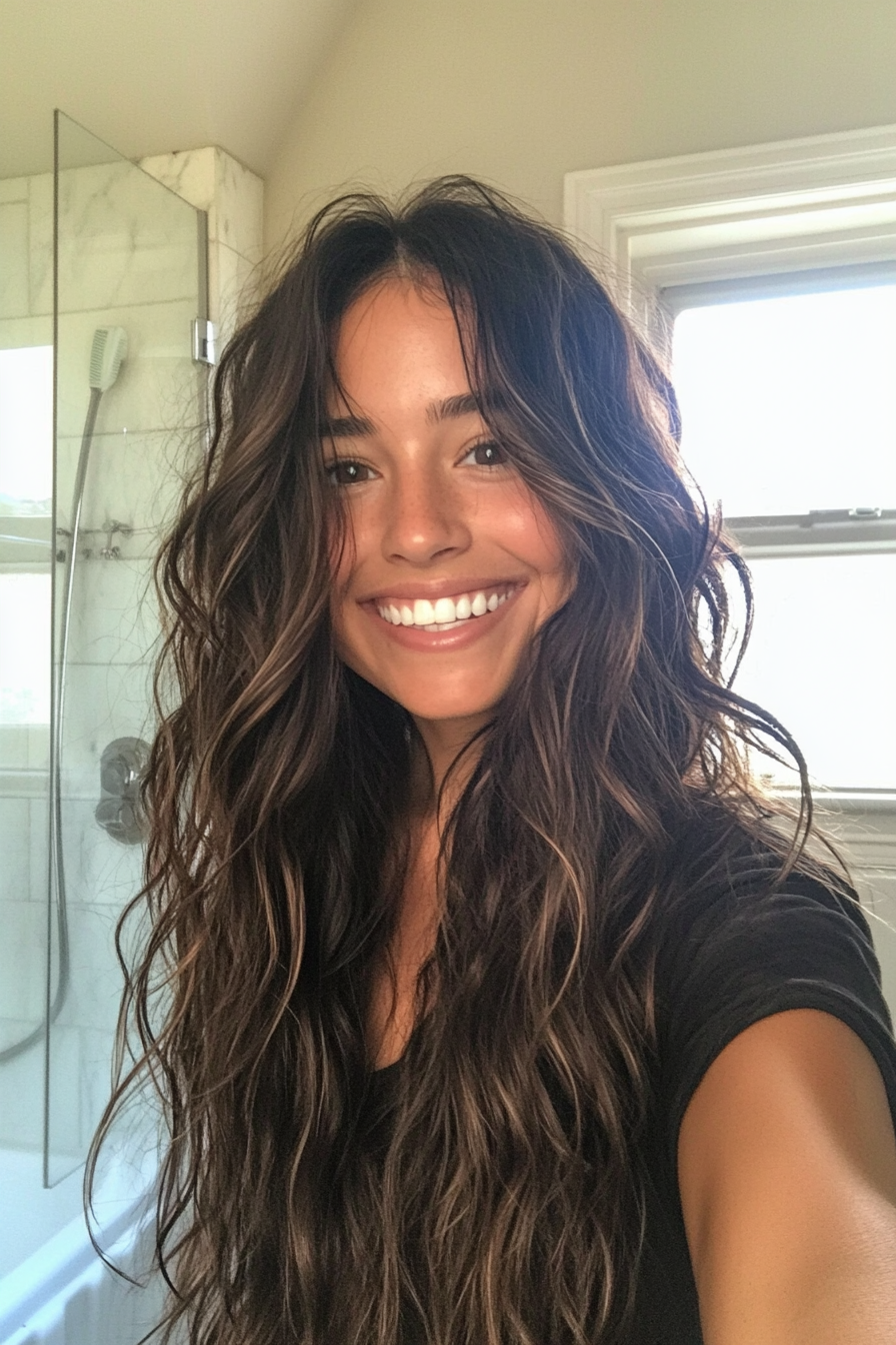 7. Saltwater Waves in Deep Brunette (Beach Hairstyles) - Beach Hairstyles