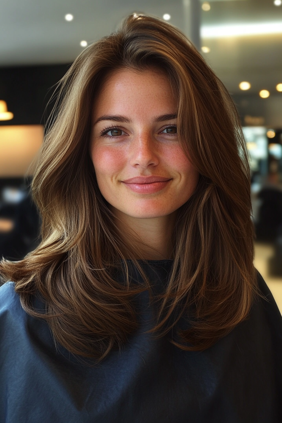 9. Breezy Feathered Cut in Light Chestnut (Beach Hairstyles) - Beach Hairstyles