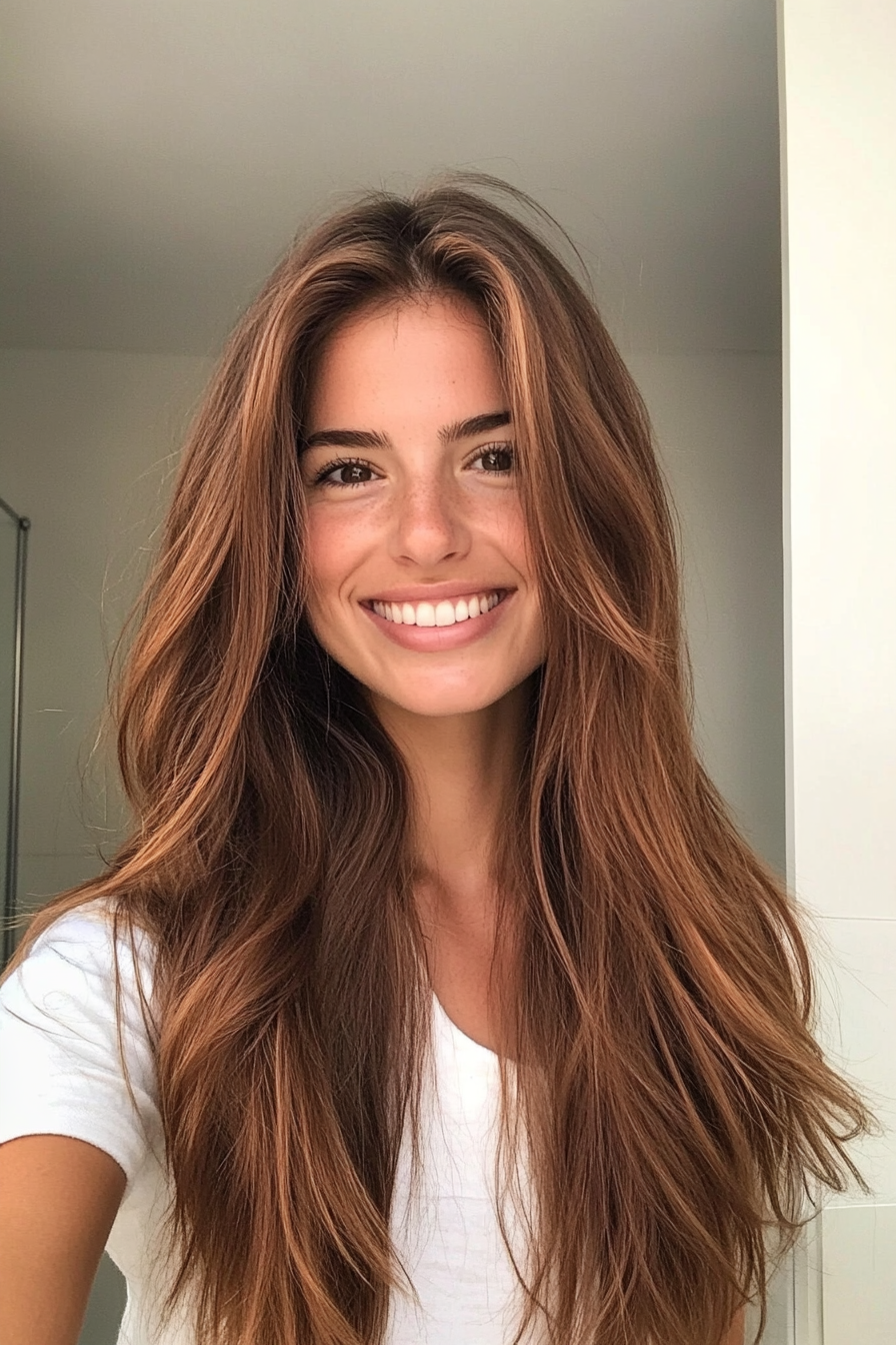 24. Effortless Beach Layers in Chestnut Brown (Beach Hairstyles) - Beach Hairstyles