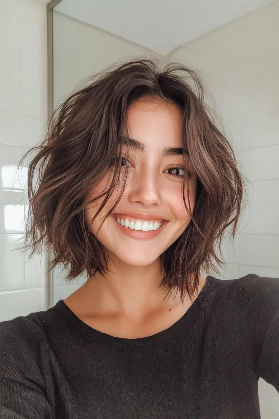 26. Airy Ocean Bob in Natural Dark Brown (Beach Hairstyles) - Beach Hairstyles