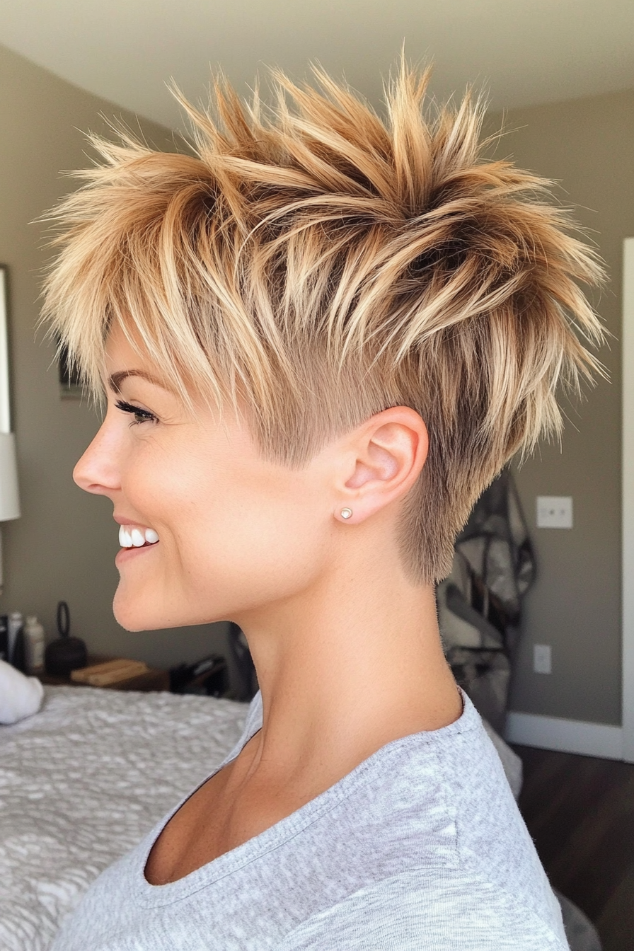 7. Layered Spiky Crop in Golden Blonde (Short Spiky Haircuts For Fine Hair) - Short Spiky Haircuts For Fine Hair