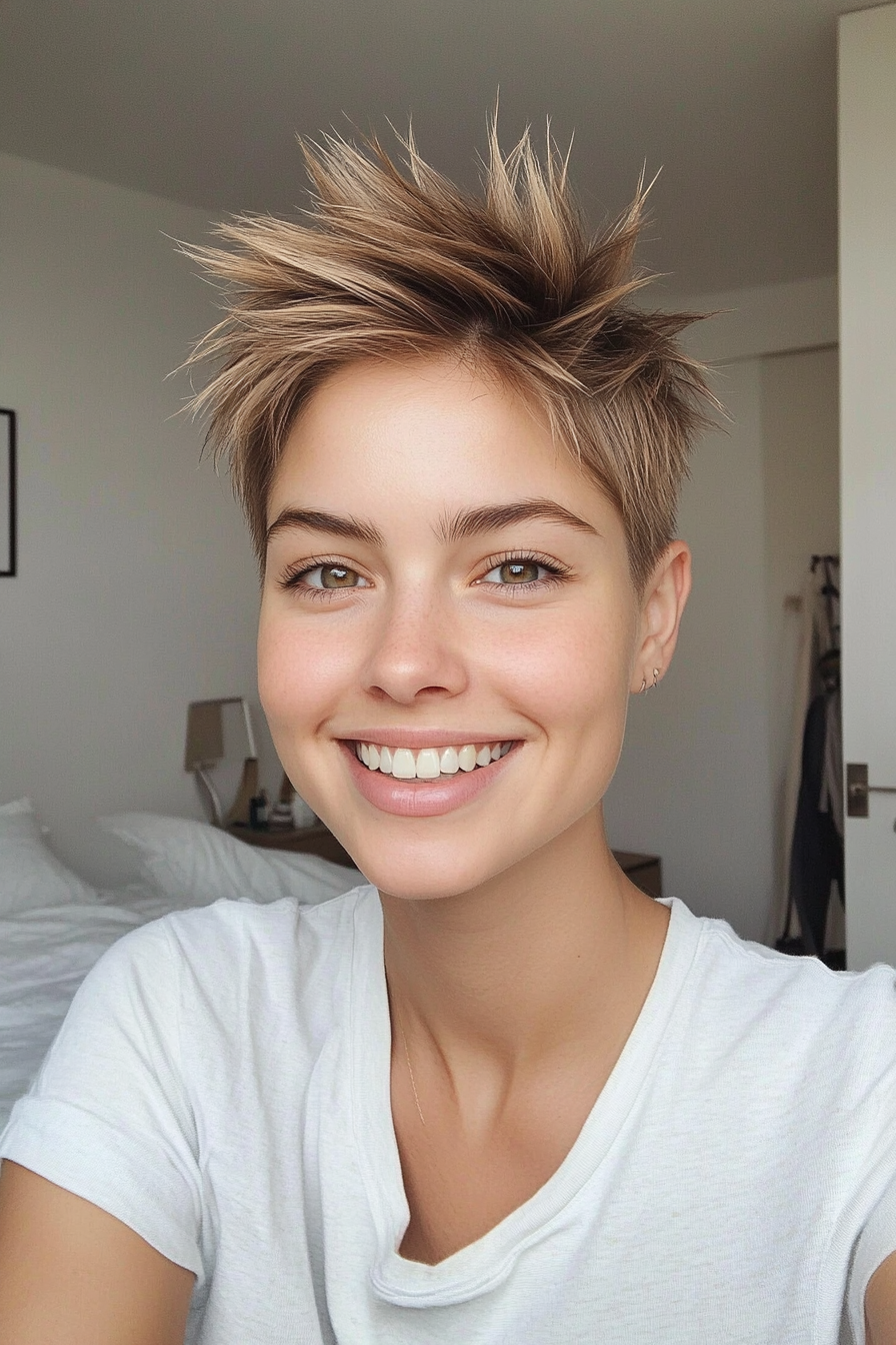 11. Subtle Spiky Crop with Wispy Ends in Light Golden Brown (Short Spiky Haircuts For Fine Hair) - Short Spiky Haircuts For Fine Hair