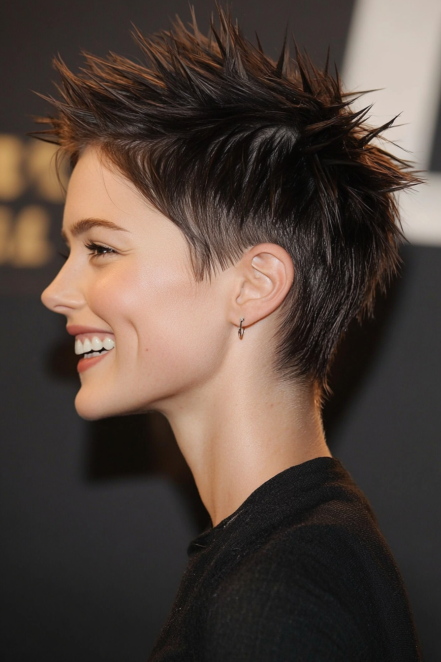 13. Short Razor-Cut Pixie with Spikes in Dark Chestnut (Short Spiky Haircuts For Fine Hair) - Short Spiky Haircuts For Fine Hair