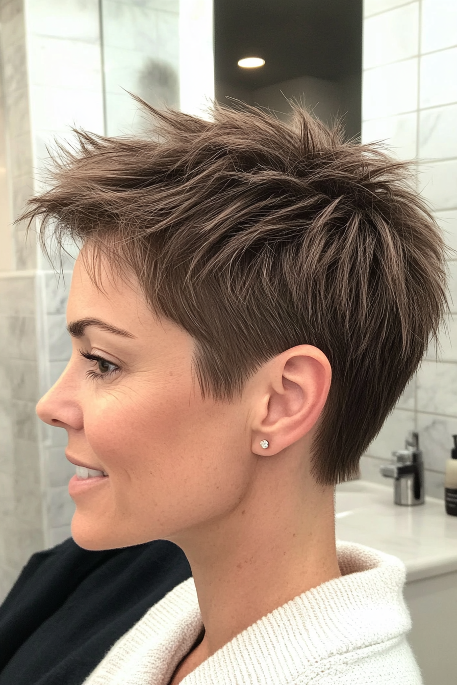 17. Ultra-Short Textured Cut in Light Ash Brown (Short Spiky Haircuts For Fine Hair) - Short Spiky Haircuts For Fine Hair