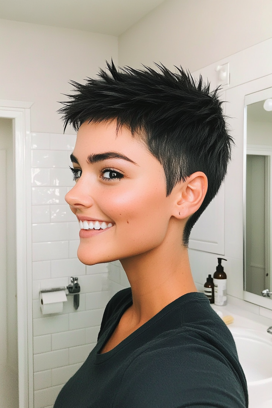 21. Cropped Pixie with Crown Volume in Soft Black (Short Spiky Haircuts For Fine Hair) - Short Spiky Haircuts For Fine Hair
