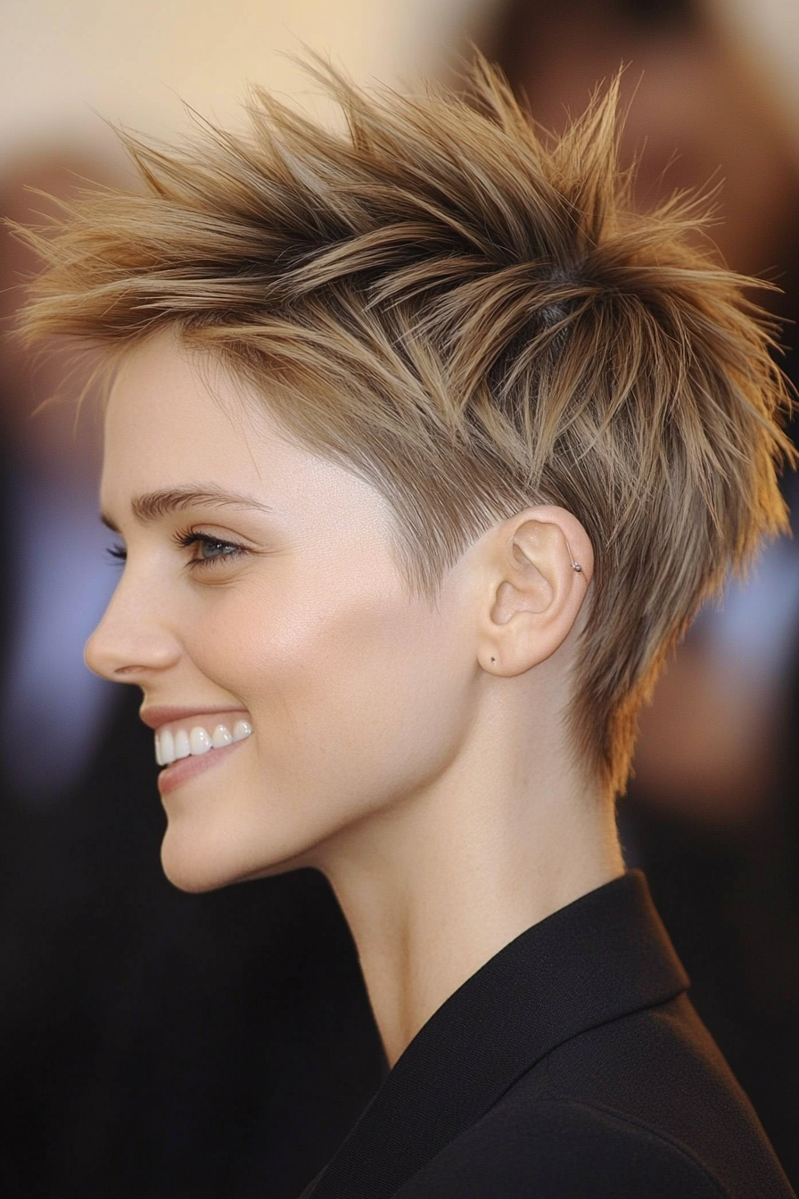 22. Disconnected Spiky Pixie in Warm Honey Blonde (Short Spiky Haircuts For Fine Hair) - Short Spiky Haircuts For Fine Hair