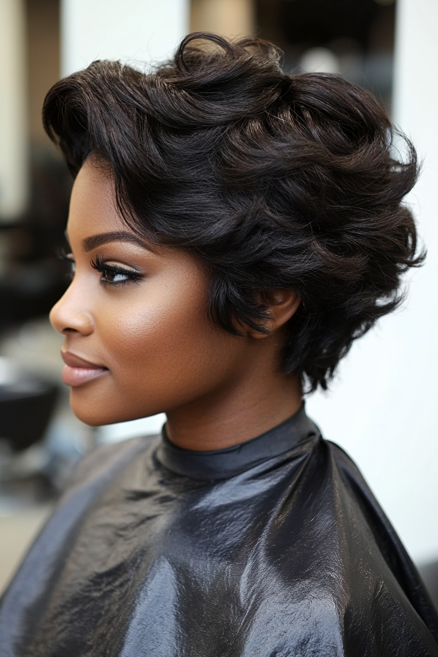 8. Layered Fro in Dark Chocolate (Short Hairstyles For Black Women) - Short Hairstyles For Black Women