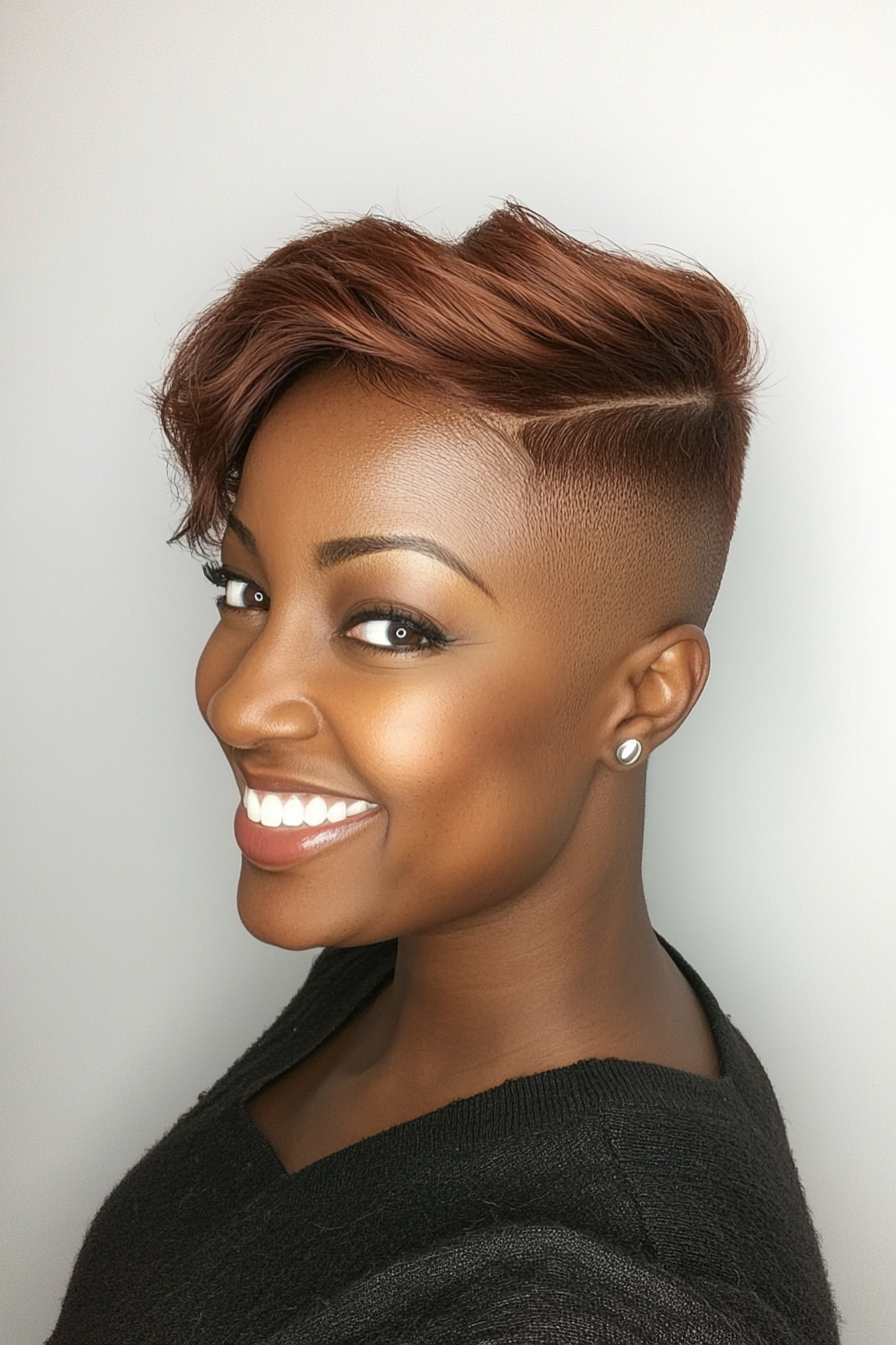9. Edgy Undercut in Rich Mahogany (Short Hairstyles For Black Women) - Short Hairstyles For Black Women