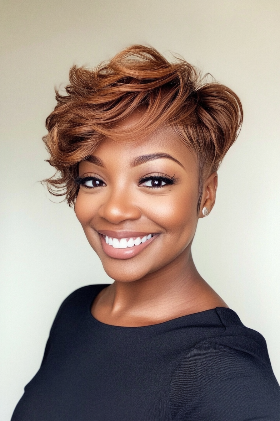 10. Tousled Pixie in Golden Brown (Short Hairstyles For Black Women) - Short Hairstyles For Black Women
