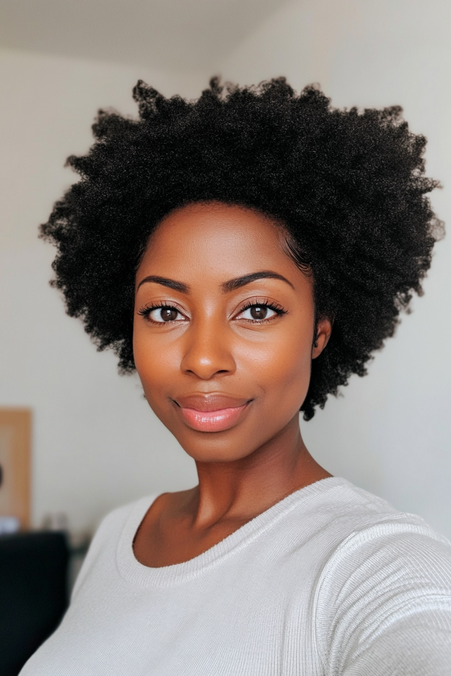 14. Side-Parted Afro in Warm Hazel (Short Hairstyles For Black Women) - Short Hairstyles For Black Women