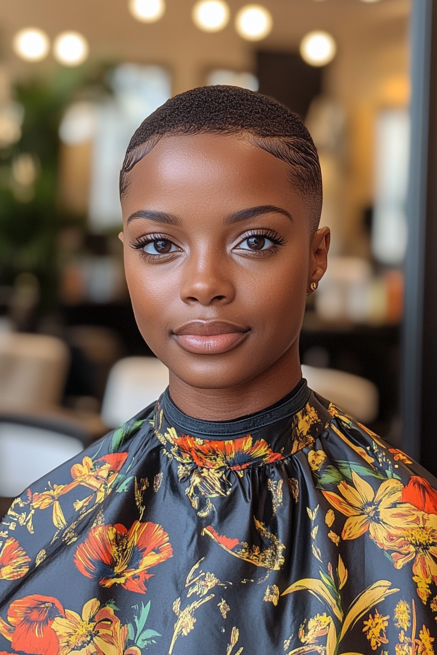15. Buzzed Caesar Cut in Rich Ebony (Short Hairstyles For Black Women) - Short Hairstyles For Black Women