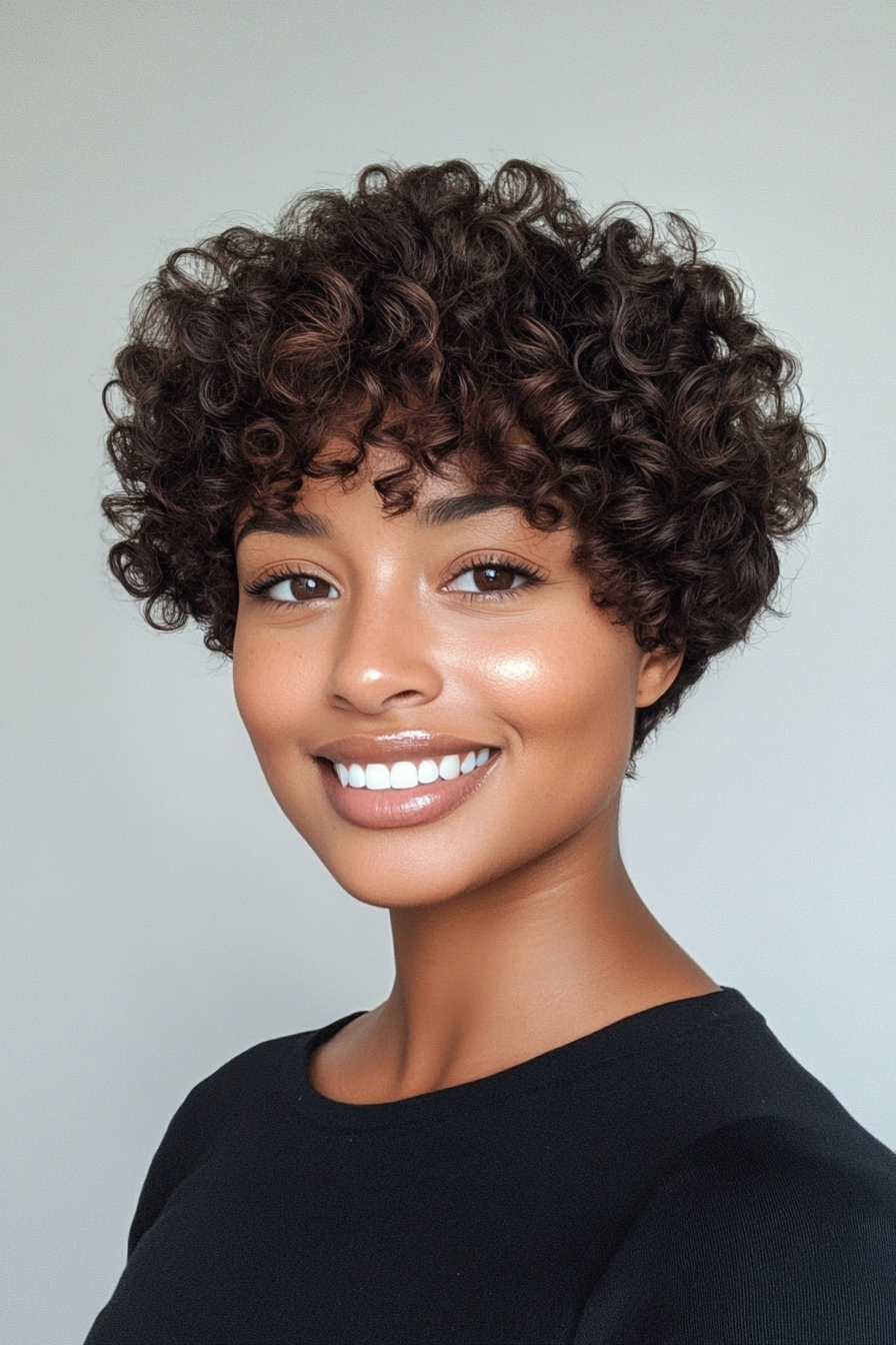 1. Curly Tapered Cut in Deep Brown (Short Hairstyles For Black Women) - Short Hairstyles For Black Women