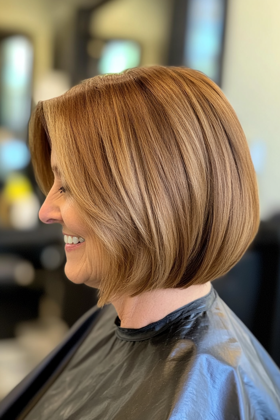 15. Stacked Bob in Warm Honey Brown (Bob Haircuts For Women Over 60) - Bob Haircuts For Women Over 60