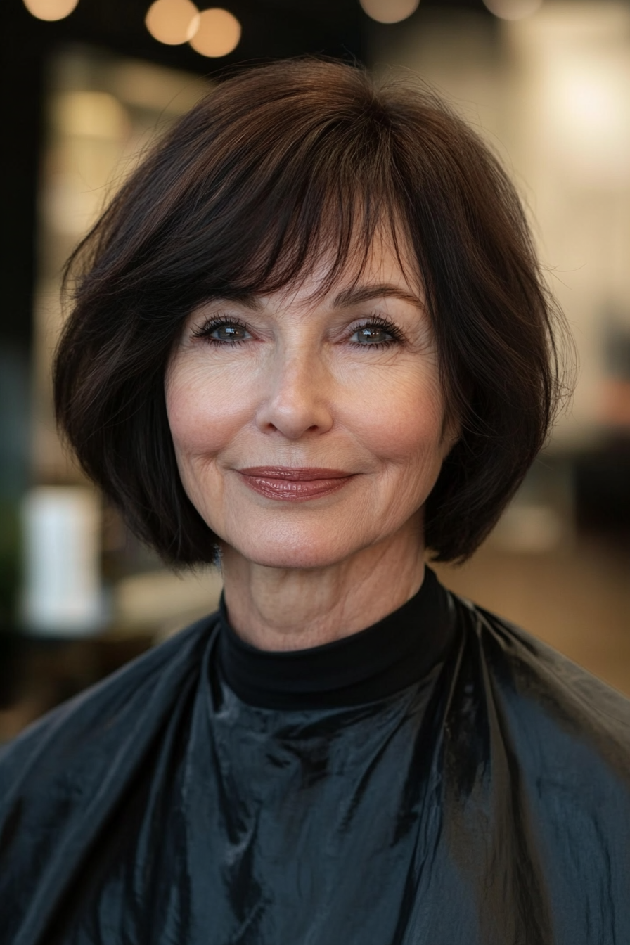 18. Sculpted Bob in Dark Mahogany (Bob Haircuts For Women Over 60) - Bob Haircuts For Women Over 60