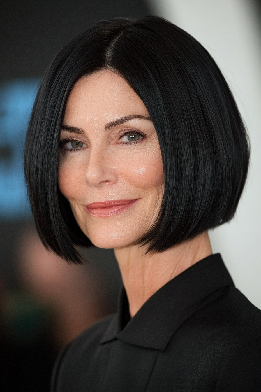 23. Blunt Bob in Deep Natural Black (Bob Haircuts For Women Over 60) - Bob Haircuts For Women Over 60