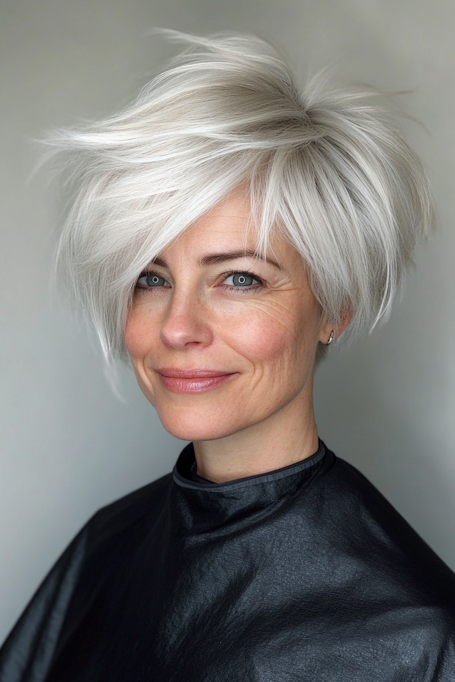 24. Pixie Bob in Smoky Silver (Bob Haircuts For Women Over 60) - Bob Haircuts For Women Over 60