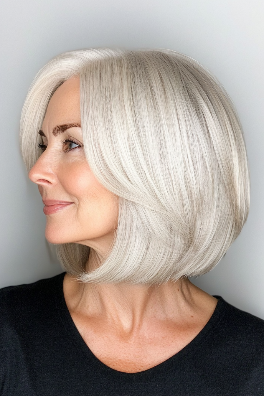 26. Voluminous Bob in Platinum Blonde (Bob Haircuts For Women Over 60) - Bob Haircuts For Women Over 60
