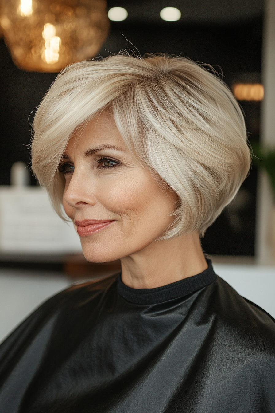 21. Pixie Bob in Soft Beige Blonde (Short Hairstyles For Older Women) - Short Hairstyles For Older Women