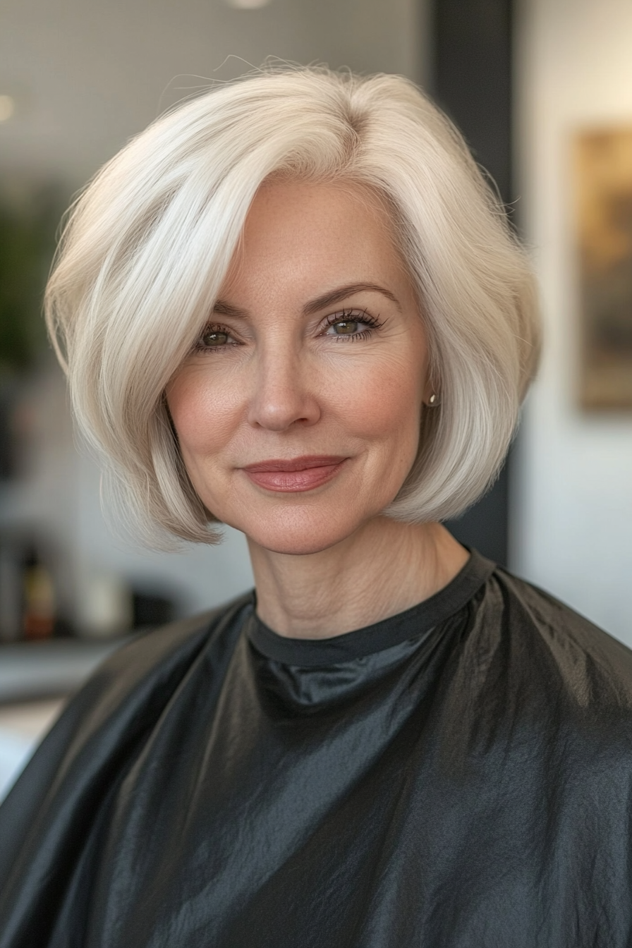 25. Rounded Bob in Light Ash Brown (Short Hairstyles For Older Women) - Short Hairstyles For Older Women